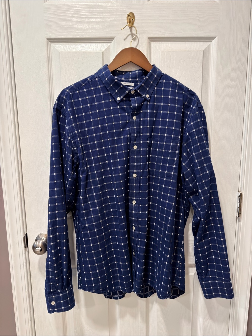 Old Navy Navy Blue Windowpane Button-Down Shirt